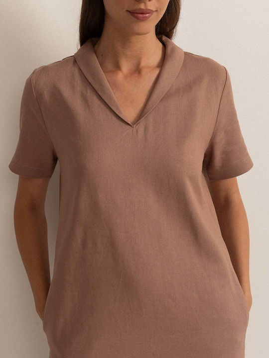 Καλοκαιρινό Midi Σεμιζιέ Φόρεμα Cool Flax In/viscose