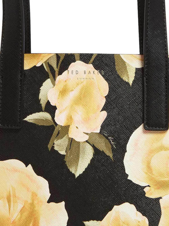 Blumige Damen Shopper Tasche Schwarz