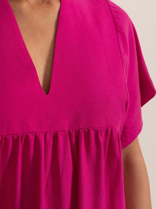 Sommer Midi Hemdkleid Aus Viskose