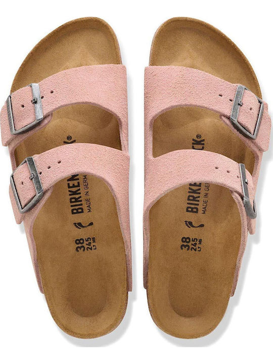 Дамски кожени сандали Розови Narrow Fit