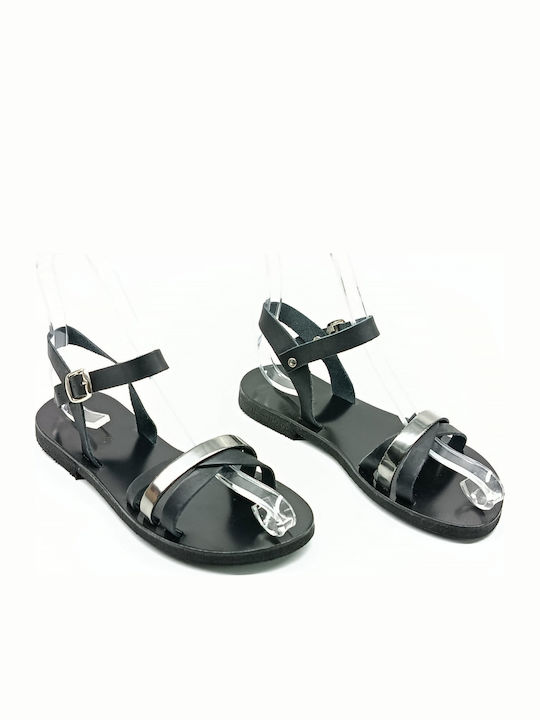 Leather Women's Flat Sandals Black
