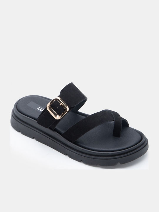 Deri Damen Flatforms Schwarze