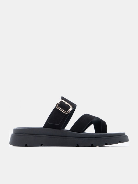 Deri Damen Flatforms Schwarze