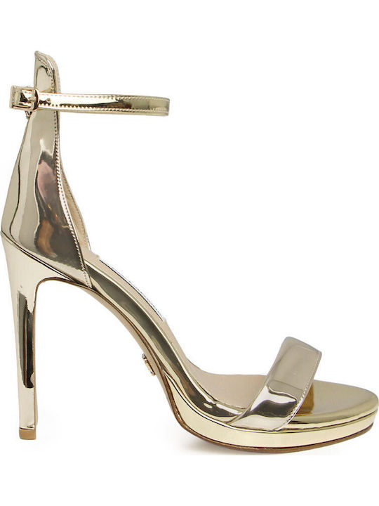 Damen Sandalen Gold Leder