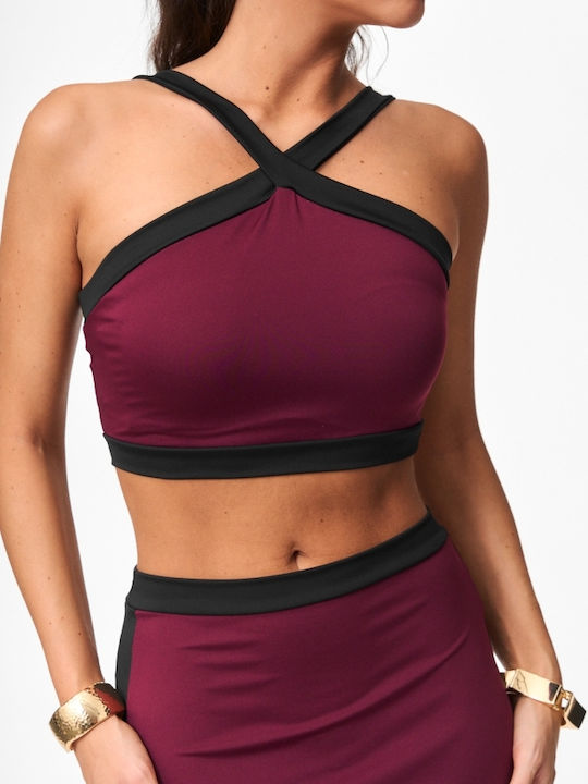 Set With Maxi Burgundy Skirt
