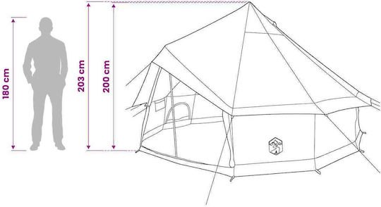 vidaXL Σκηνή Camping Teepee Γκρι 300x300x200εκ.