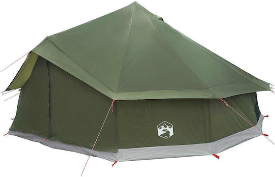 vidaXL Σκηνή Camping Teepee Πράσινη 600x600x350εκ.