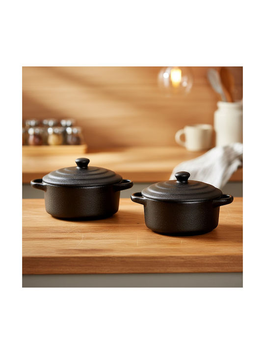 Vilde Round Individual Heat-Resistant Cookware Made of Porcelain with Lid 16.5x12x6cm 2 Pieces Vilde Round Individual Heat-Resistant Cookware Made of Porcelain with Lid 16.5x12x6cm 2 Pieces