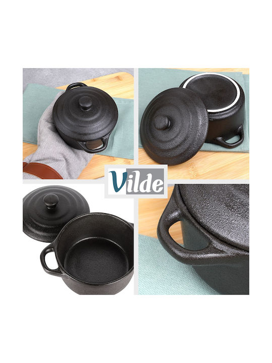 Vilde Round Individual Heat-Resistant Cookware Made of Porcelain with Lid 16.5x12x6cm 4 Pieces Vilde Round Individual Heat-Resistant Cookware Made of Porcelain with Lid 16.5x12x6cm 4 Pieces