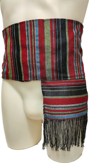 Traditional Woven Striped Island Belt with Tassels Mark223 Green