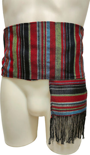 Traditional Woven Striped Island Belt with Tassels Mark223 Green