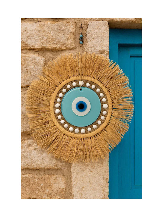 SteweHome Wall Decor Handmade Blue from Wicker Material 16cm