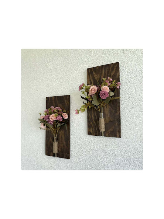 SteweHome Wall Decor Pink Wooden 30x14cm 2 Pieces