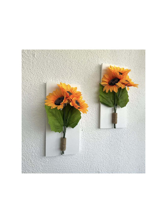 SteweHome Wall Decor Orange Wooden 30x14cm 2 Pieces