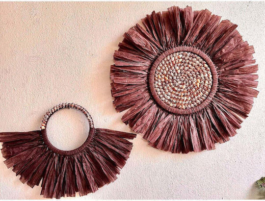 SteweHome Macrame Handmade Brown Fabric Wall Decor 2 Pieces