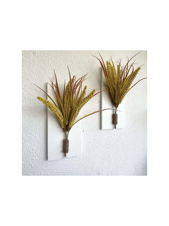 SteweHome Wall Decor Yellow Wooden 30x14cm 2 Pieces