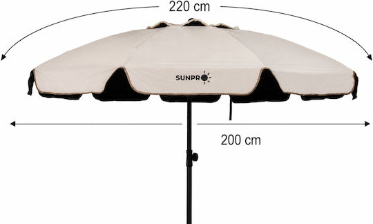 Sunpro Strandsonnenschirm Mit Durchmesser 2.2m Beige