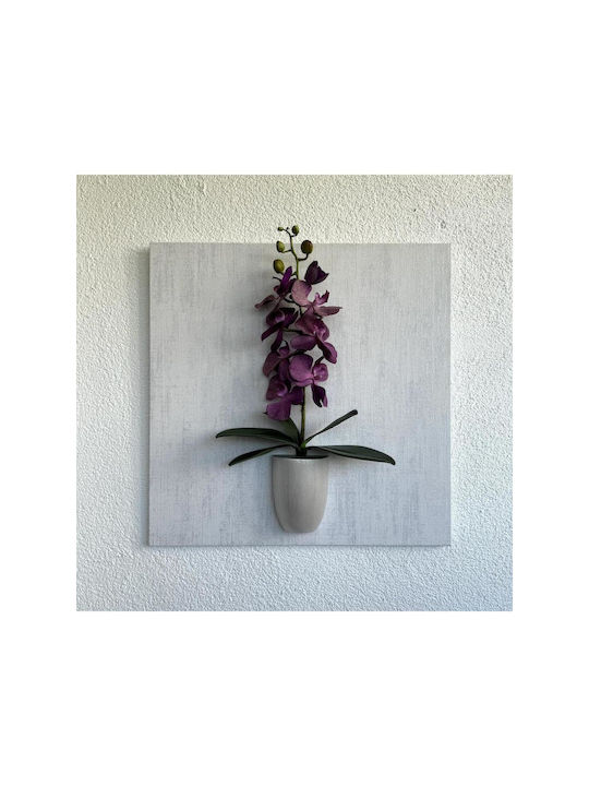 Stewehome Embossed Painting 3D Purple Orchid Wooden Base Purple 49x49 Cm