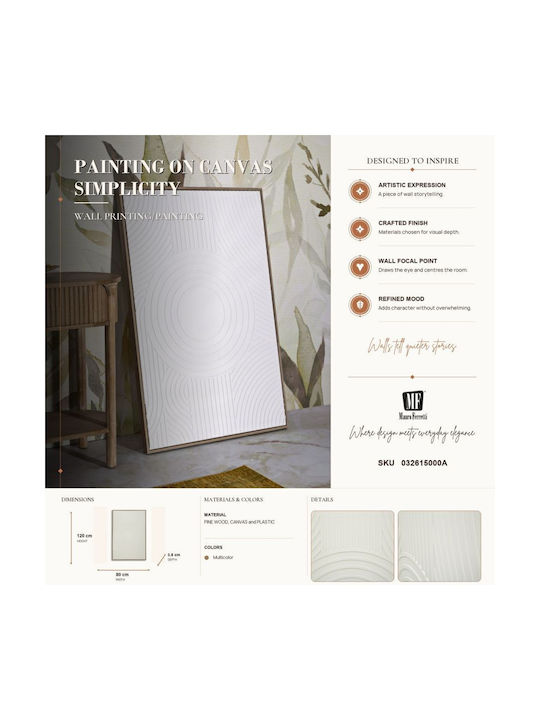 Modern Design Embossed White Color Frame Painting 80x3.8x120cm