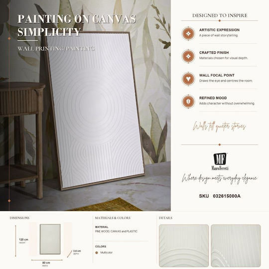Modern Design Embossed White Color Frame Painting 80x3.8x120cm