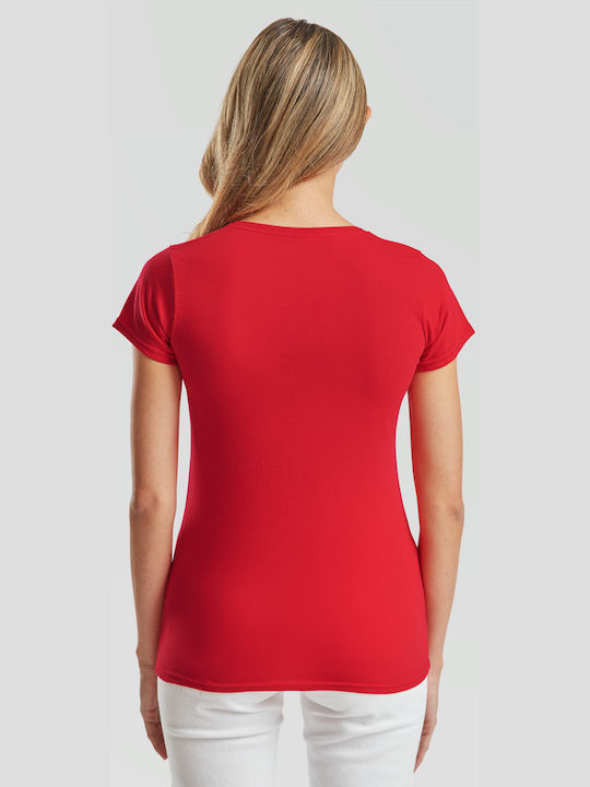 Fruit of the Loom Γυναικείο Διαφημιστικό T-shirt Κοντομάνικο Κόκκινο