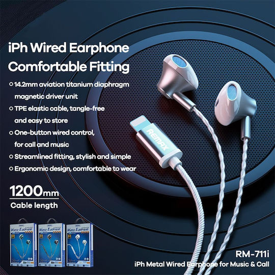 Remax RM-711i In-ear Handsfree Headphones with Connector USB-C Silver