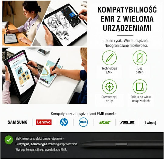 4Smarts Multi-Device Pencil Pro EMR Ψηφιακή Γραφίδα Αφής με Palm Rejection σε Μαύρο χρώμα 541832