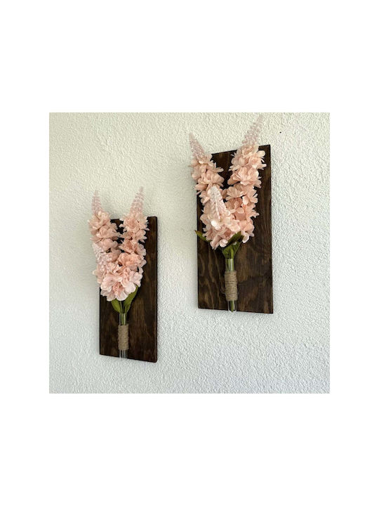 SteweHome Κρεμαστό Διακοσμητικό Ροζ από Ξύλο 30x14cm 2τμχ