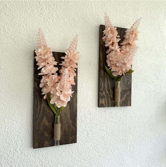 SteweHome Hängende Wanddekoration Rosa aus Hölzernem 30x14cm 2Stücke
