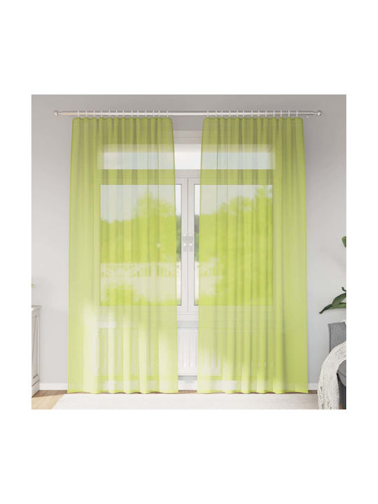 vidaXL Set Perdele cu Bretele Verde Măr 140x245cm