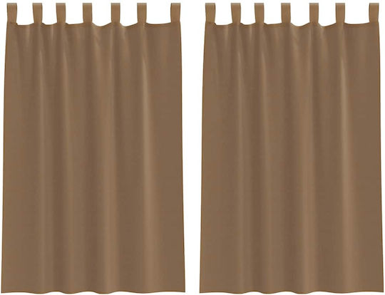 vidaXL Set Vorhänge Fenster mit Oberer Registerkarte Voile Hellbraun 140x175cm