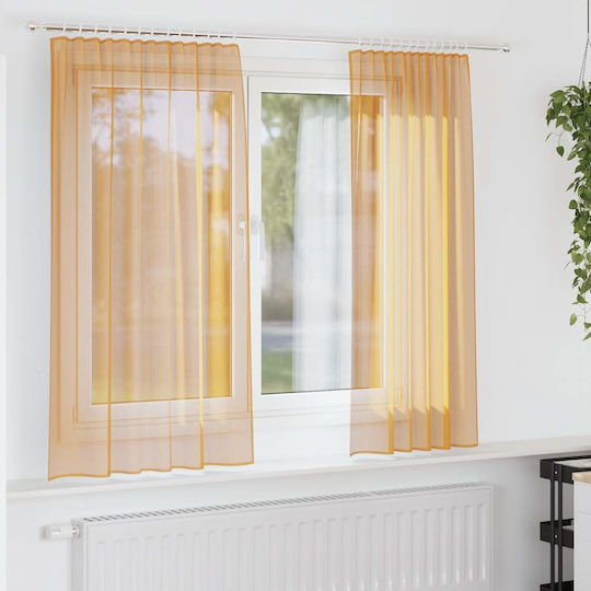 vidaXL Σετ Voile με Τιράντες Παραθύρου Πορτοκαλί 140x175εκ.