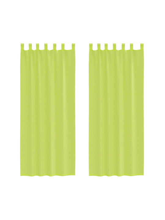 vidaXL Set Window Curtains with Tab Top Apple Green 140x200cm