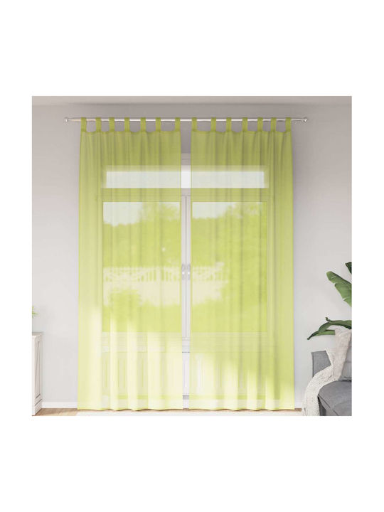 vidaXL Set Window Curtains with Tab Top Apple Green 140x200cm