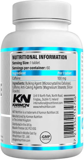 Nxt Nutrition Cofeină 100mg Supliment alimentar special 60 comprimate