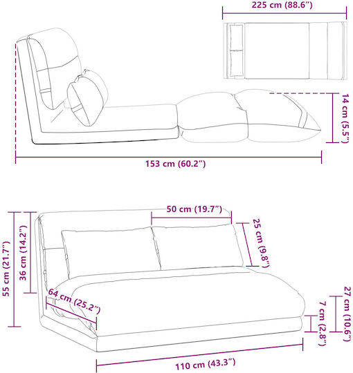 Multifunctional Bean Bag Sofa Blue 110x82x55cm