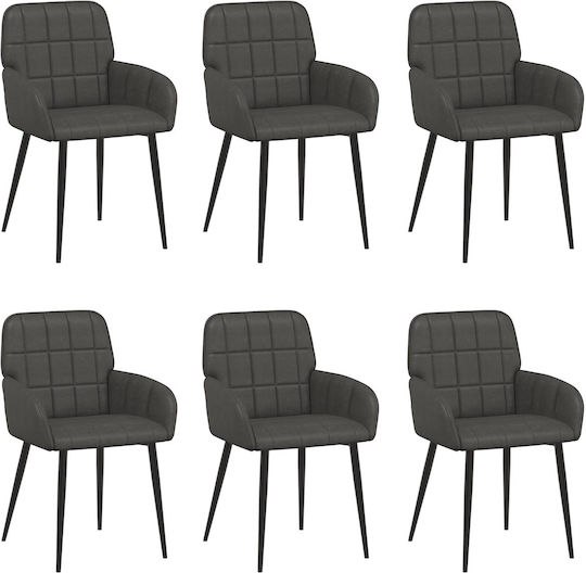 Ess- und Küchenstühle mit Künstliches Leder Schwarz 6Stücke 57x50x85cm