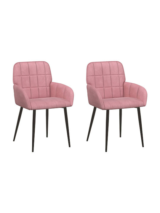 Velvet Pink Dining Armchairs 2 Pieces 57x50x85 cm