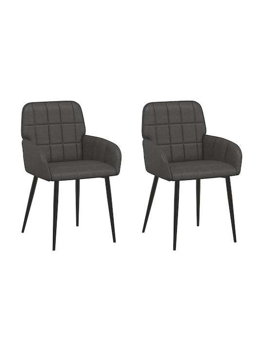 Dining Armchairs With Artificial Leather Upholstery Black 2 Pieces 57x50x85cm