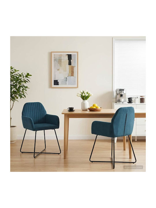 Velvet Blue Dining Armchairs 2 Pieces 55x50x84 cm