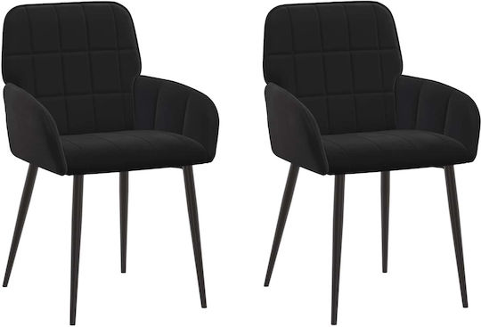 Velvet Black Dining Armchairs 2 Pieces 57x50x85 cm