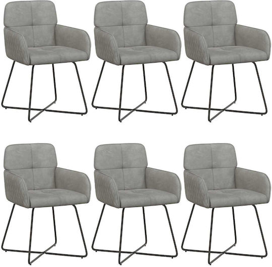 Samt Ess- und Küchenstühle Grau 6 Stück 59x56.5x86cm