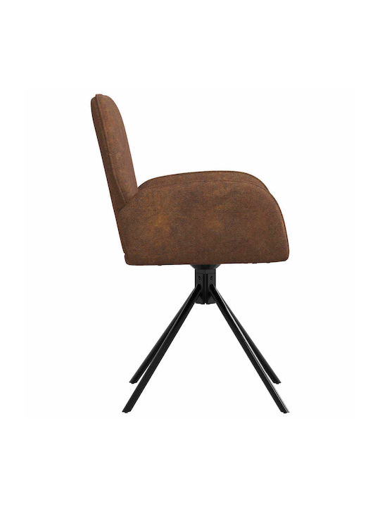 Dining Armchairs With Genuine Brown Leather 4 Pieces 54x55x86cm
