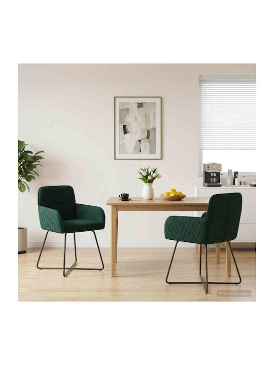 Velvet Green Dining Armchairs 2 Pieces 59x56.5x86cm
