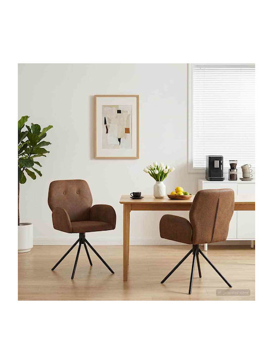 Dining Armchairs With Genuine Brown Leather 2 Pieces 54x55x86cm