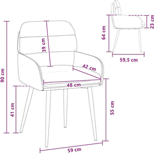 Velvet Red Dining Armchairs 2 Pieces 59x59.5x90cm