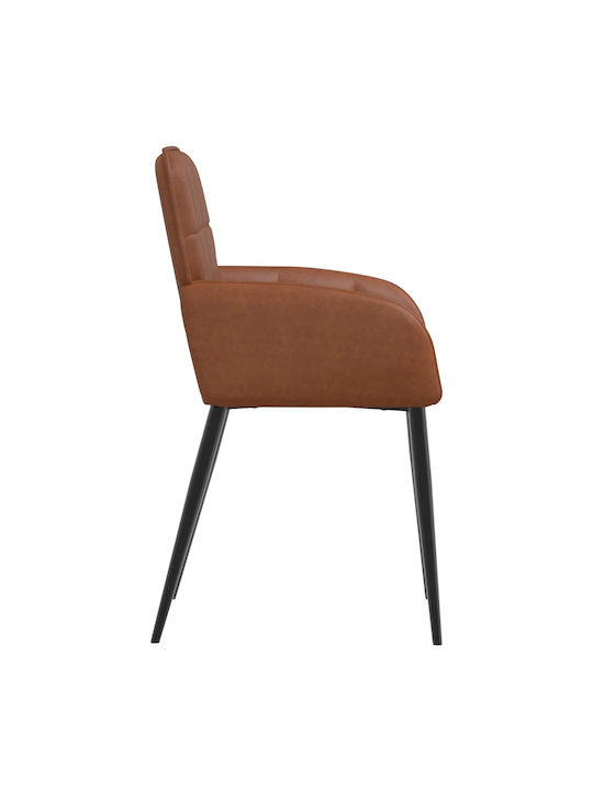 Dining Armchairs With Brown Artificial Leather Upholstery 2 Pieces 57x50x85cm