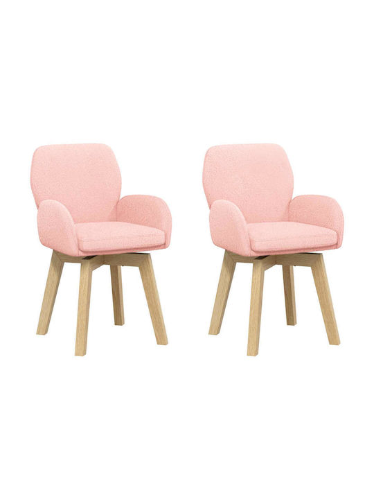 Dining Armchairs With Fabric Upholstery Pink 2 Pieces 54x58x87cm