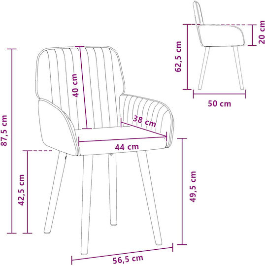 Dining Armchairs With Blue Fabric Upholstery 2 Pieces 56.5x50x87.5cm