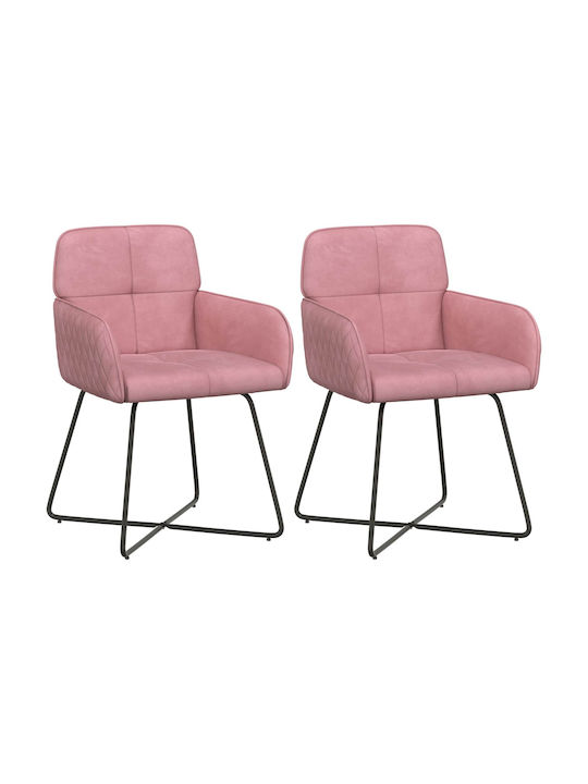 Velvet Pink Dining Armchairs 2 Pieces 59x56.5x86cm